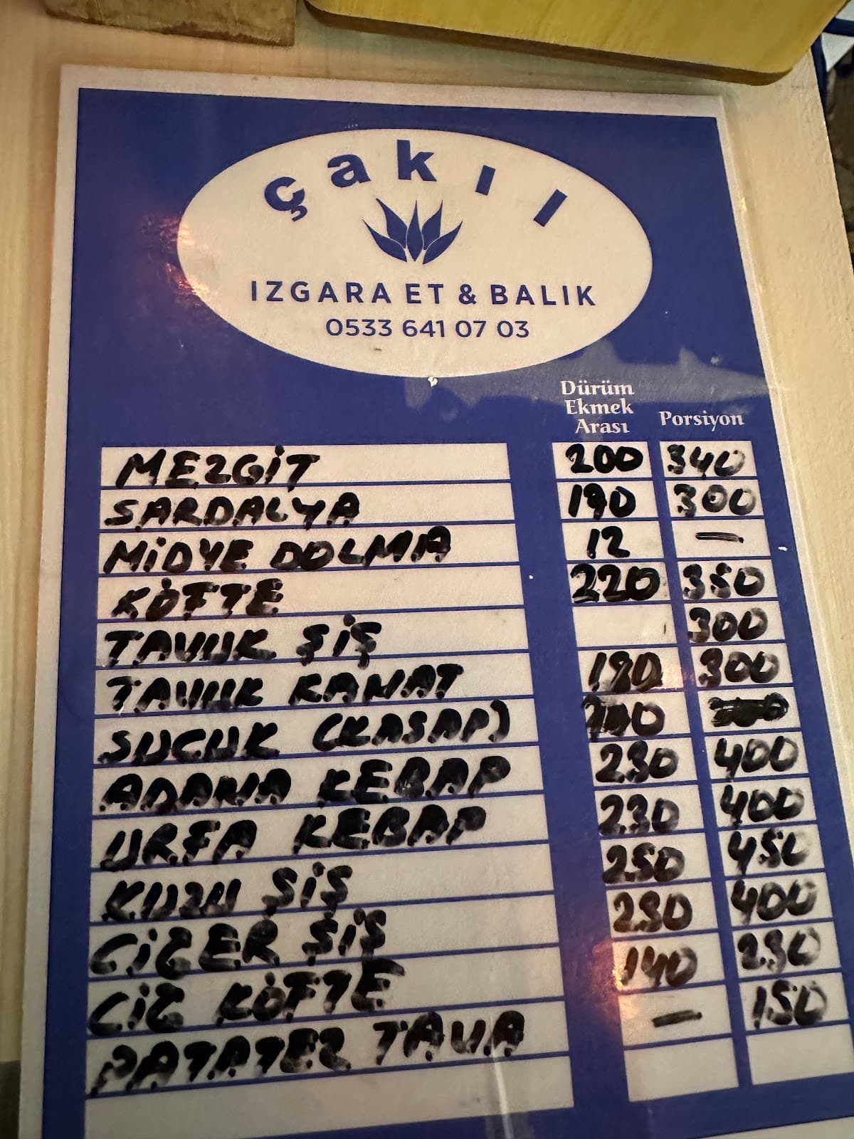 Çakıl Restoran Balık Midye Tava Çiğköfte Tavuk Köfte