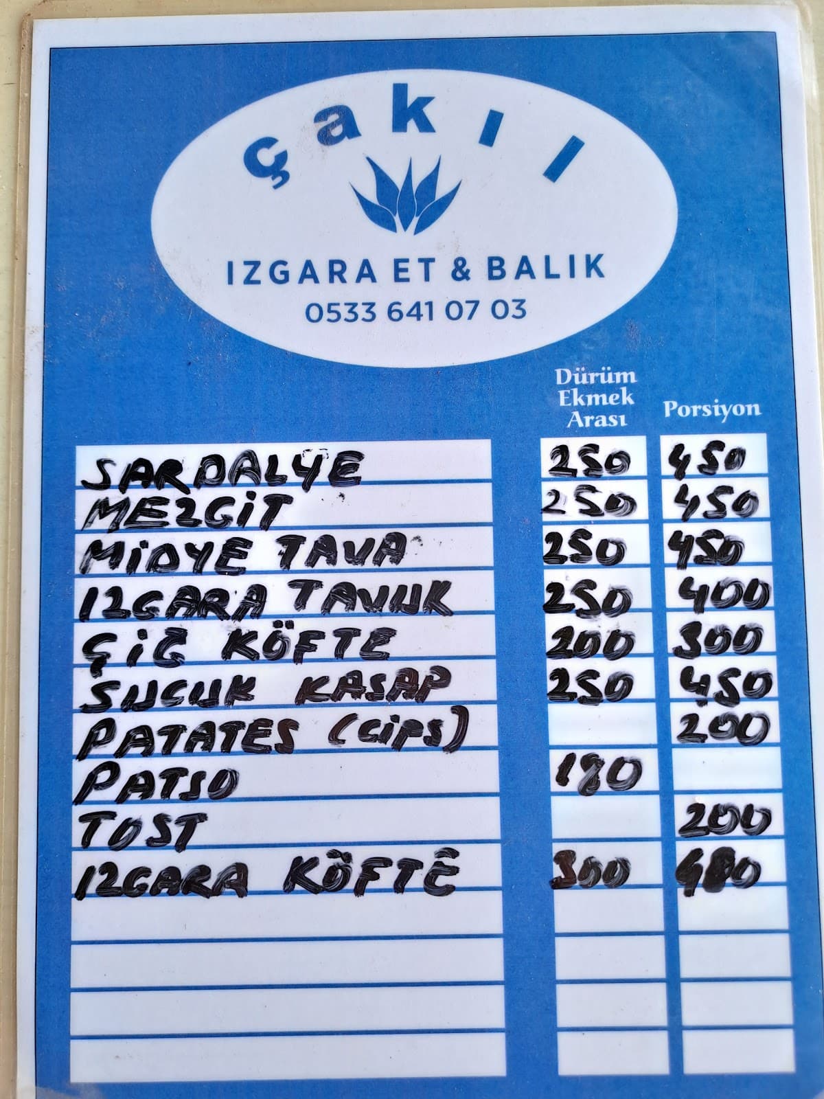 Çakıl Restoran Balık Midye Tava Çiğköfte Tavuk Köfte